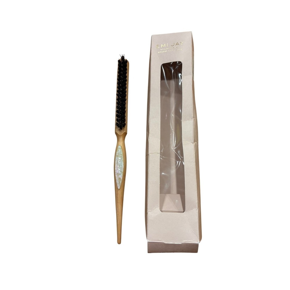 Emi Jay Styling Teasing Brush Volume Lift Boar Bristle Gold Handle